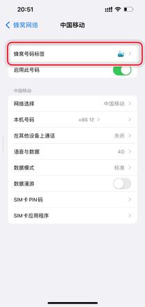 苹果13怎么设置蜂窝号码标签