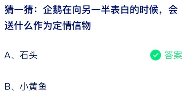 企鹅在向另一半表白的时候会送什么作为定情信物 蚂蚁庄园8月4日答案最新