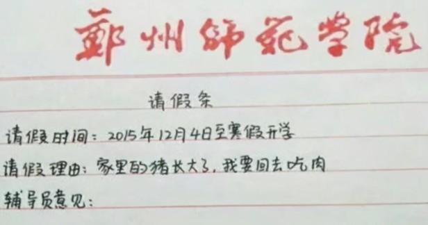 大学请假回家的理由让老师无法拒绝（请假回家吃猪肉）