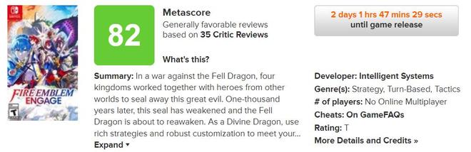 《火焰纹章Engage》评分出炉，IGN 9分、GS 7分