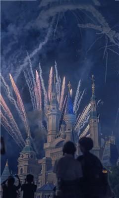 《抖音》迪士尼城堡夜晚壁纸烟花背景图片大全