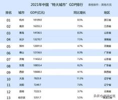 中国大城市排名前十（中国特大城市GDP排行榜一览）